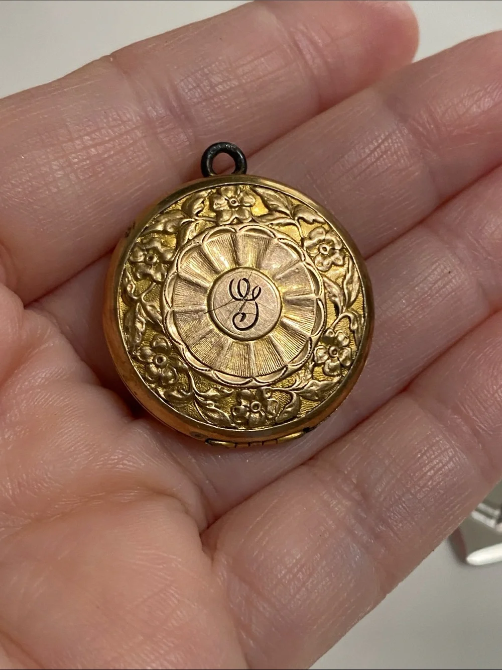 Monogrammed G Silver Money Clip and Gold Locket Set